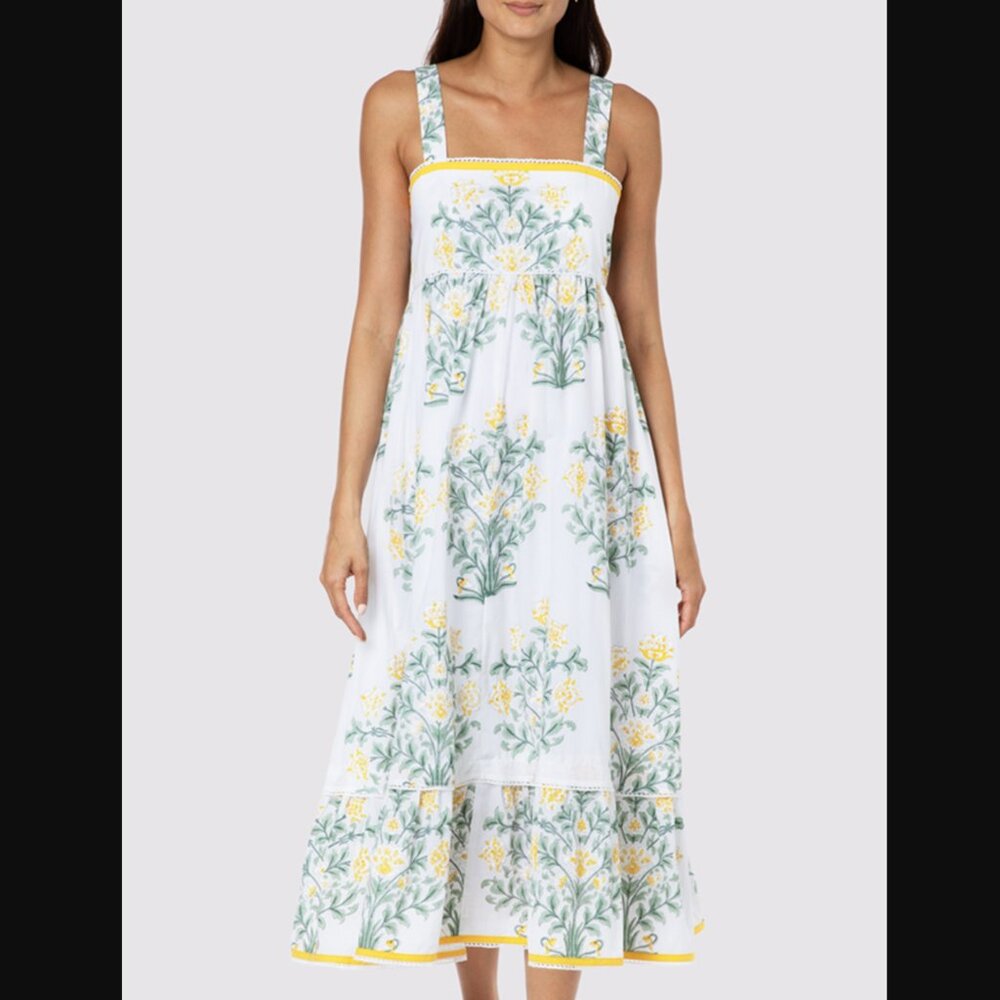 Julia Dunn Floral-Print Tie-Detailed Cotton Midi Dress